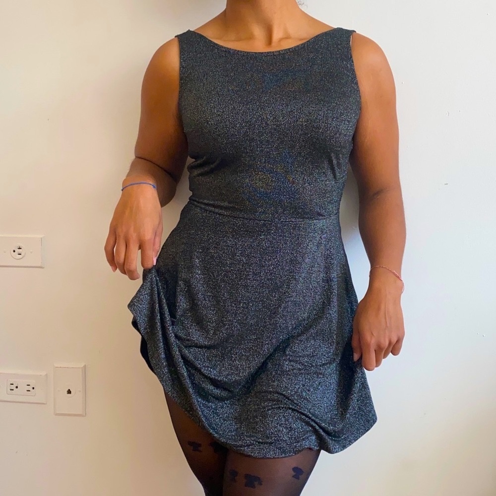 Black stretch glitter skater dress perfect condition